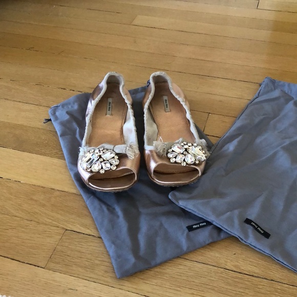 Mui Mui Open Toe Ballet Flat. Sz. 9. Metallic Rose. - Picture 3 of 8